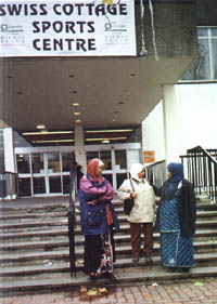 Women outside sports centre