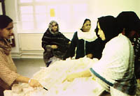 women with fabric